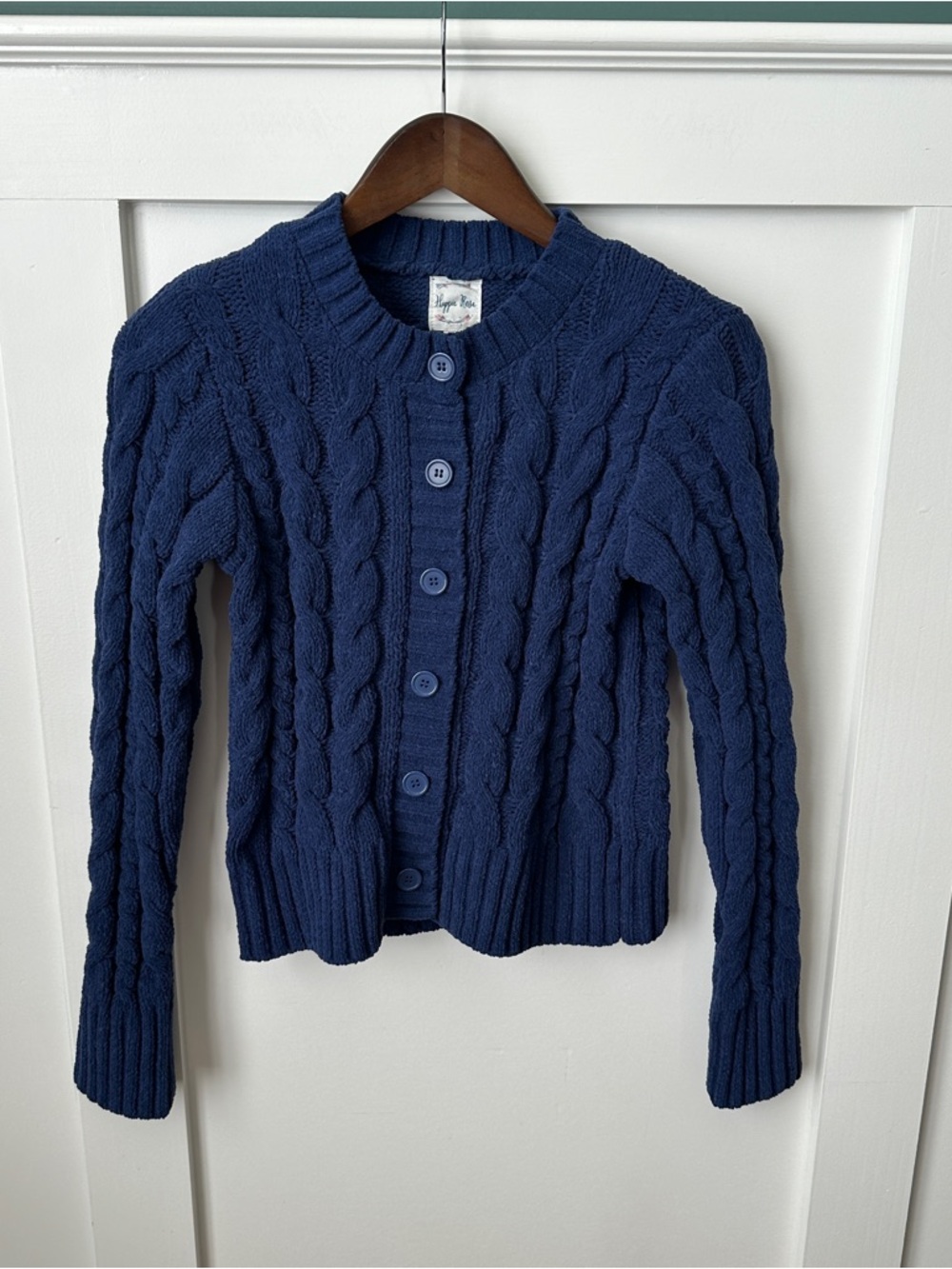 Hippie Rose Navy Cable Knit Button Cardigan
